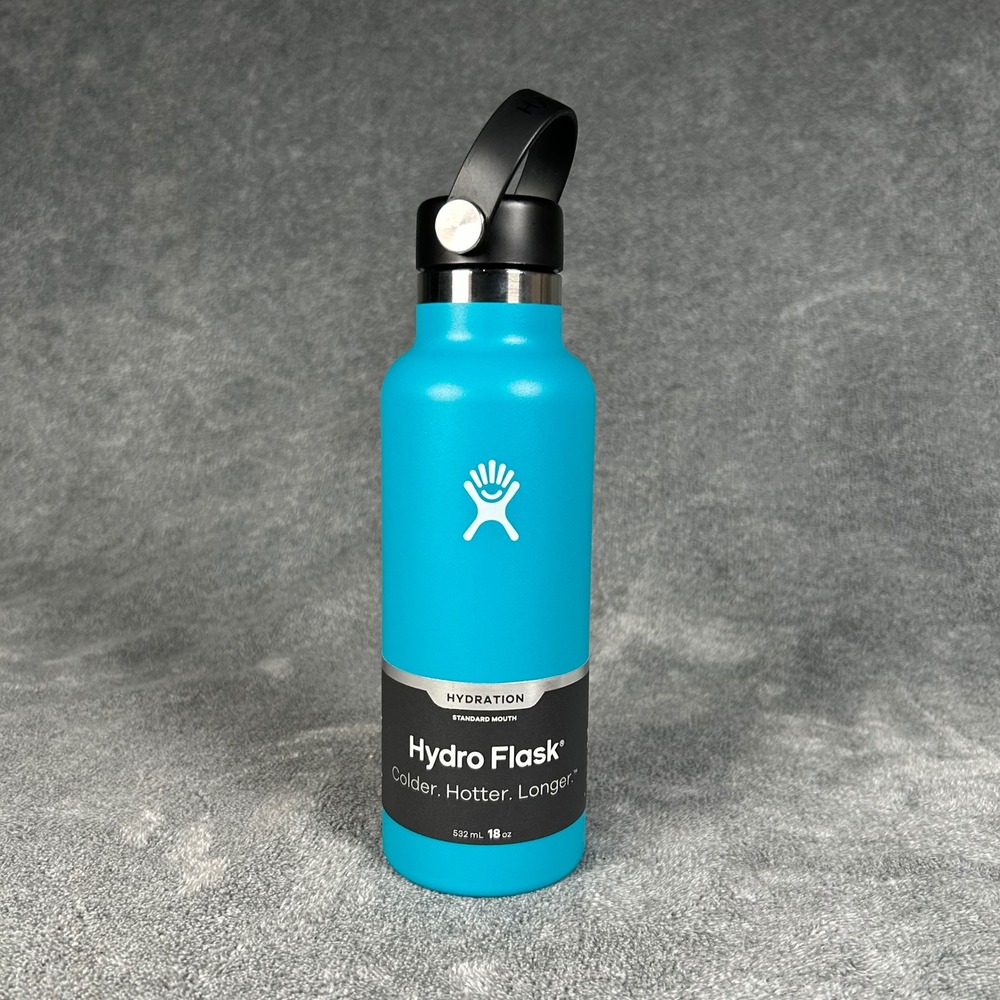Hydro Flask 18 oz Standard Mouth Water Bottle Laguna Blue S18SX454 Flex Cap